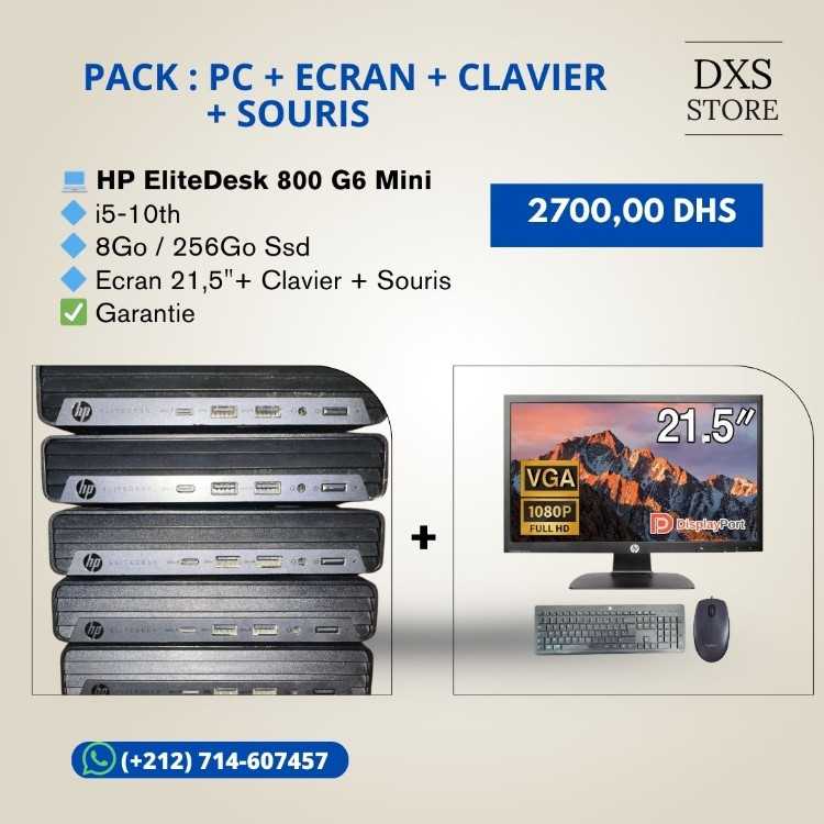 Pack HP EliteDesk 800 G6 Mini-Ecran/Clavier/Souris